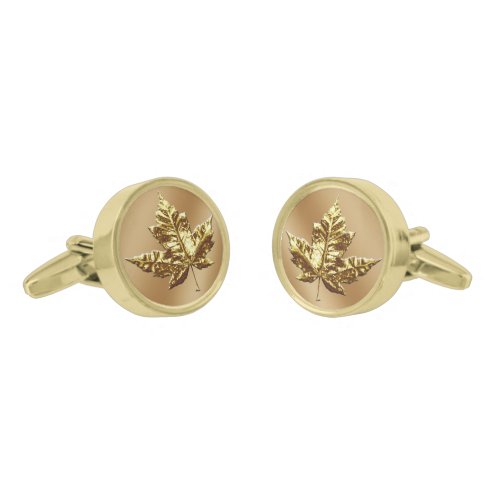 Canada Cuff Links Personalize Gold Maple Leaf Gift