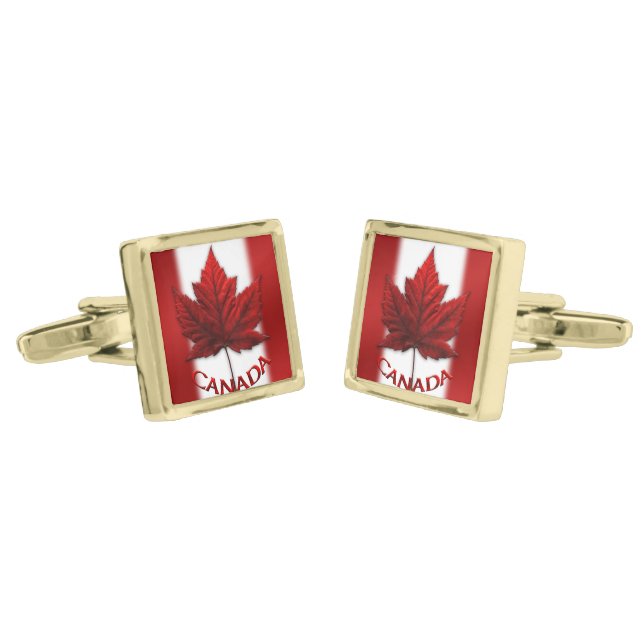 Canada Cufflinks Canada Maple Leaf Cufflinks (Angled)