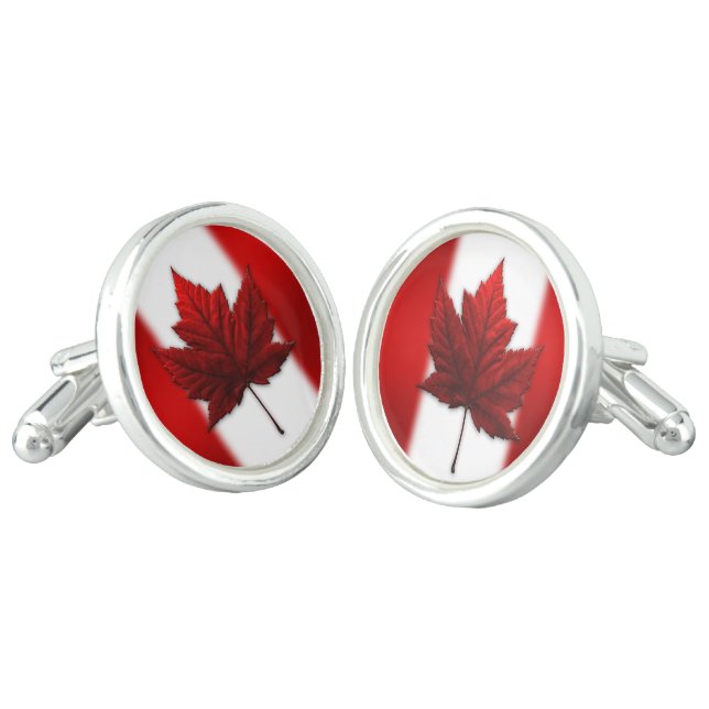 Canada Cufflinks Canada Maple Leaf Cufflinks (Angled)