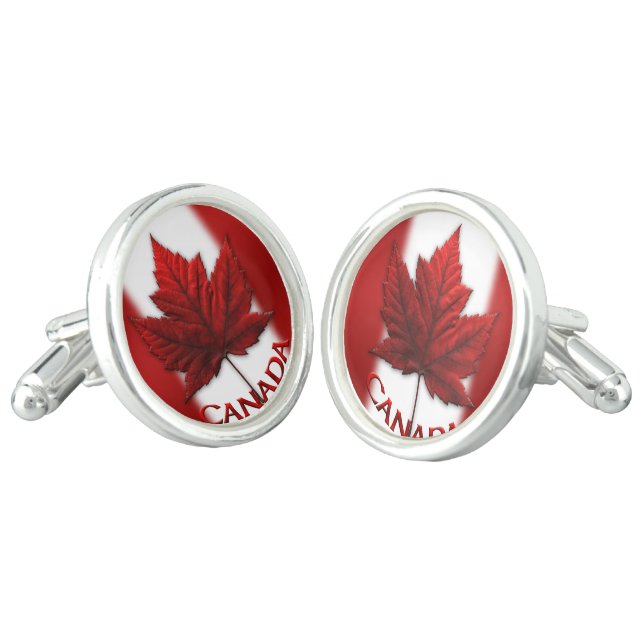 Canada Cufflinks Canada Maple Leaf Cufflinks (Angled)