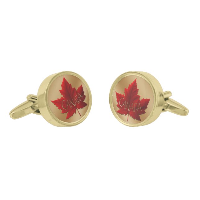 Canada Cufflinks Canada Maple Leaf Gifts Customize (Angled)