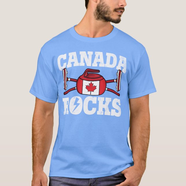 Canada Curling Broom Winter Ice Sports Canadian fa T-Shirt (Front)