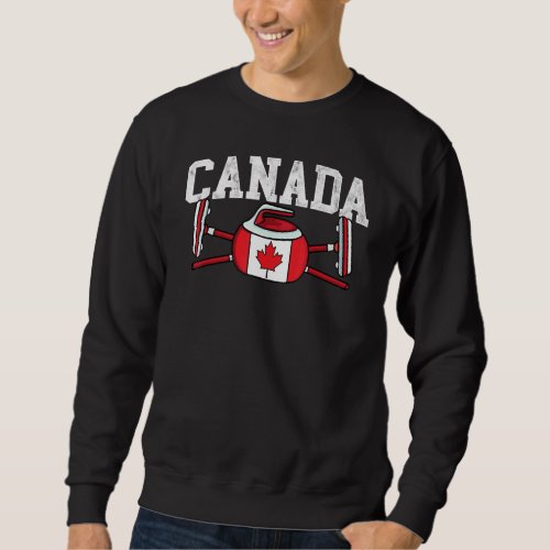 Canada Curling Broom Winter Ice Sports Canadian Fl Sweatshirt