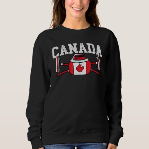 Canada Curling Broom Winter Ice Sports Canadian Fl Sweatshirt