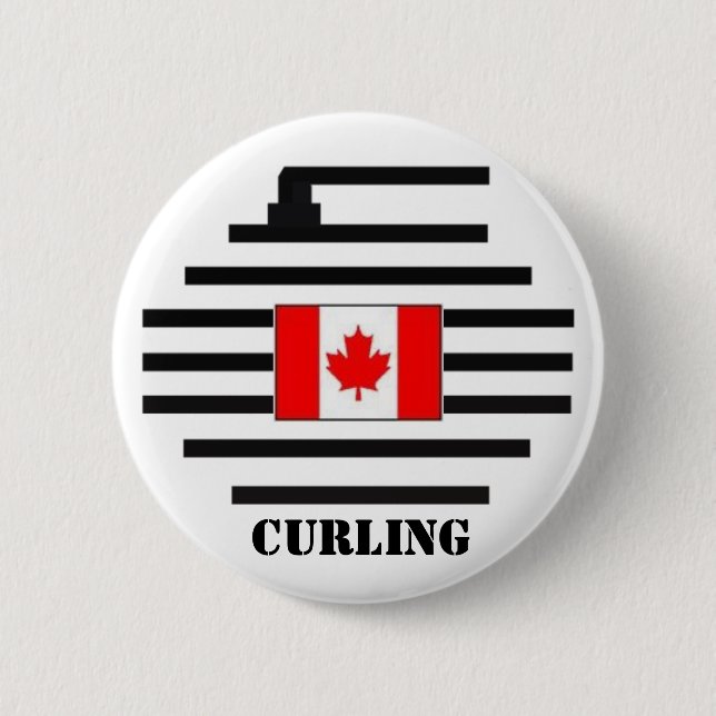 Canada Curling Pinback Button (Front)