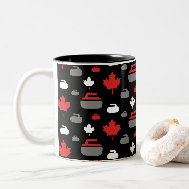 Canada Curling Rocks Coffee Mug (With Donut)
