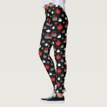 Canada Curling Rocks Leggings<br><div class="desc">Leggings featuring a maple leaf and curling rock pattern in red,  white and grey on black background. Perfect for curlers and curling fans.</div>