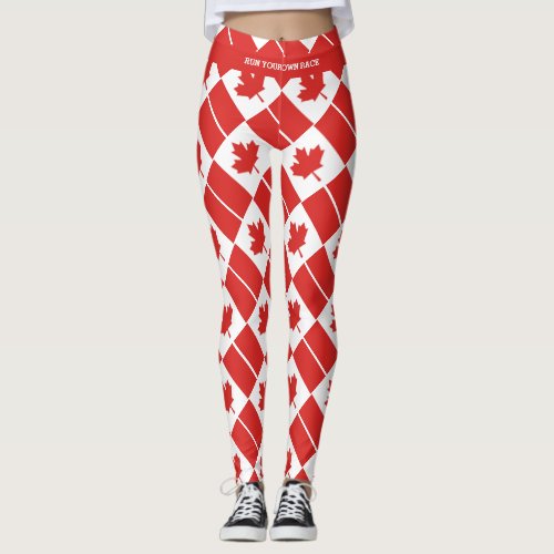 CANADA Custom Text RUN YOUR OWN RACE Flag Leggings