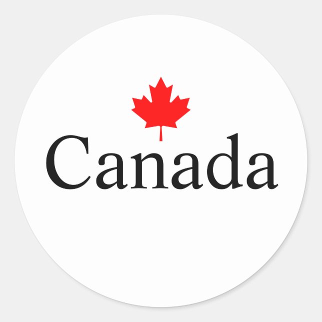 Canada custom text with red maple leaf  classic round sticker (Front)