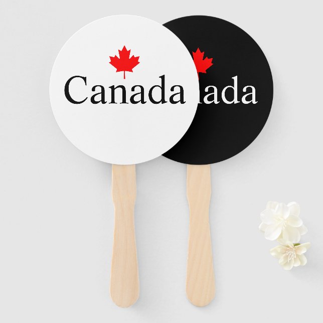 Canada custom text with red maple leaf party games hand fan (Front and Back)