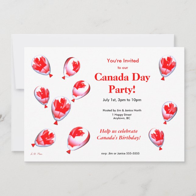 Canada Day Balloons Invitation (Front)