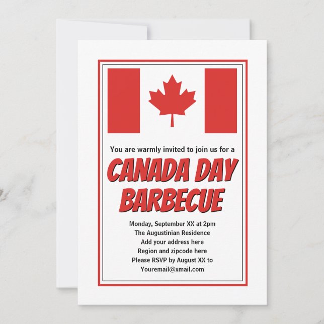 Canada Day BBQ Barbecue Invitation (Front)