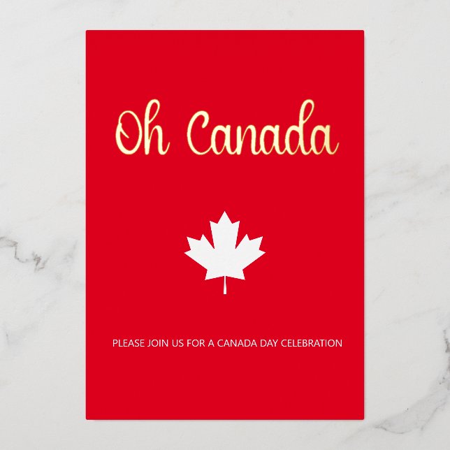 Canada Day BBQ Summer Party Photo Gold Foil Invitation (Front)