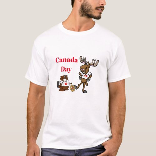 Canada Day Beaver and Moose T_Shirt