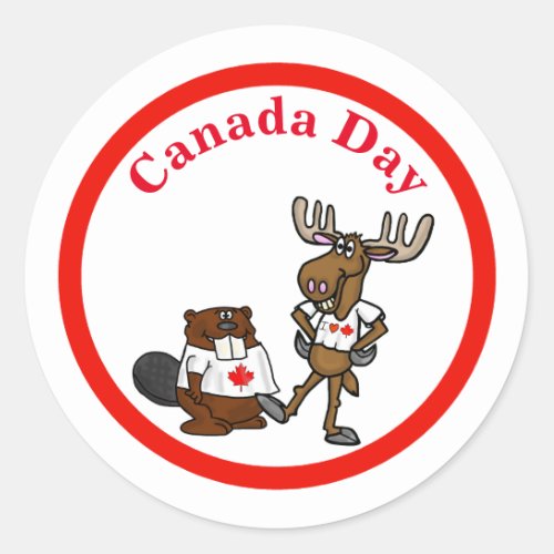 Canada Day Beaver  Moose Stickers