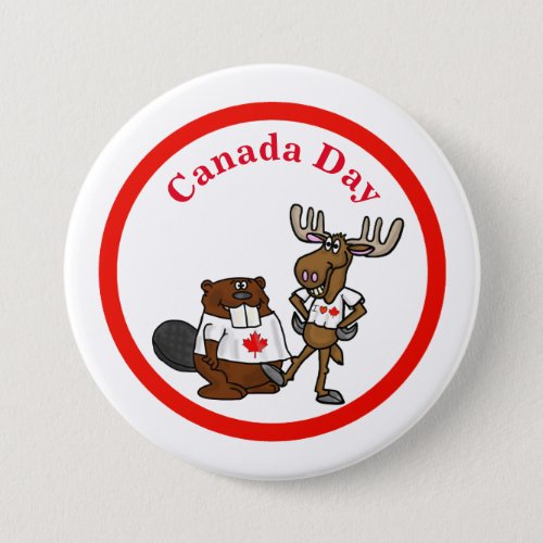 Canada Day Button _ Beaver and Moose