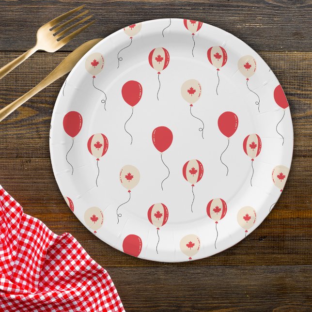 Canada Day Canadian Balloons Paper Plates (Creator Uploaded)