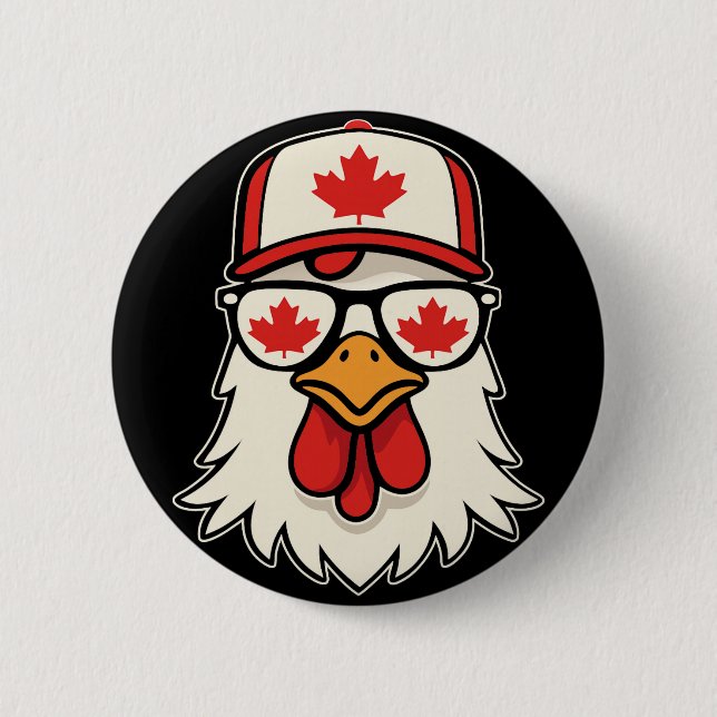 Canada Day Canadian Flag Maple Leaf Chicken Sungle Button (Front)