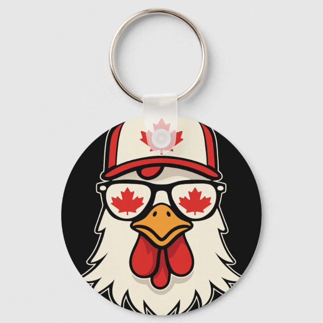 Canada Day Canadian Flag Maple Leaf Chicken Sungle Keychain (Front)