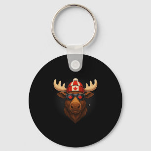 Canada Day Canadian Flag Maple Leaf Moose Sungles Keychain
