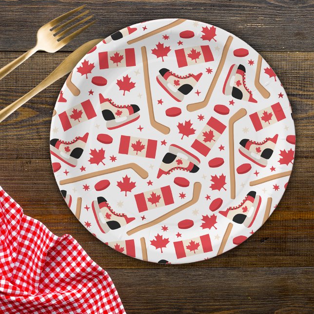 Canada Day Canadian Hockey Paper Plates (Creator Uploaded)