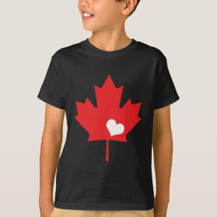 Canada Day Canadian Maple Leaf and Heart T-Shirt