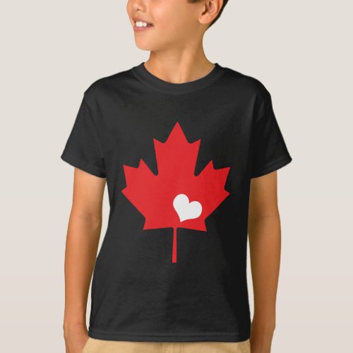 Canada Day Canadian Maple Leaf and Heart T_Shirt