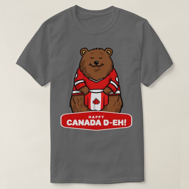 Canada Day Canadian Pride I Love Canada Bear T-Shirt (Design Front)