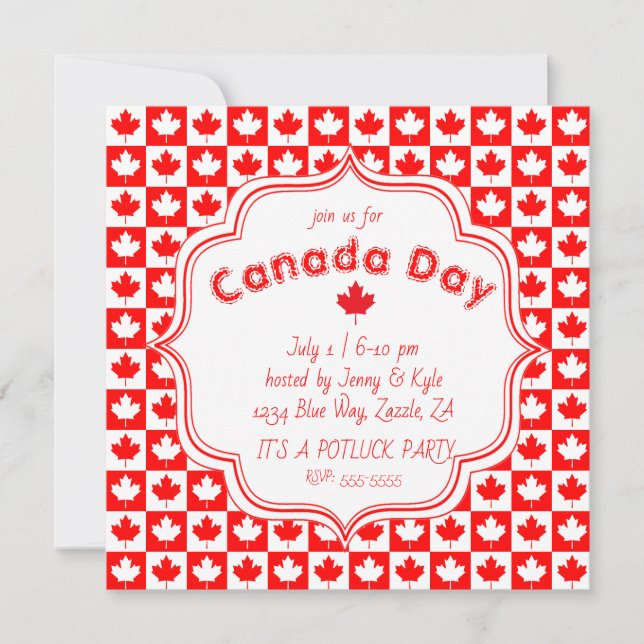 Canada Day Checkerboard Invitation (Front)