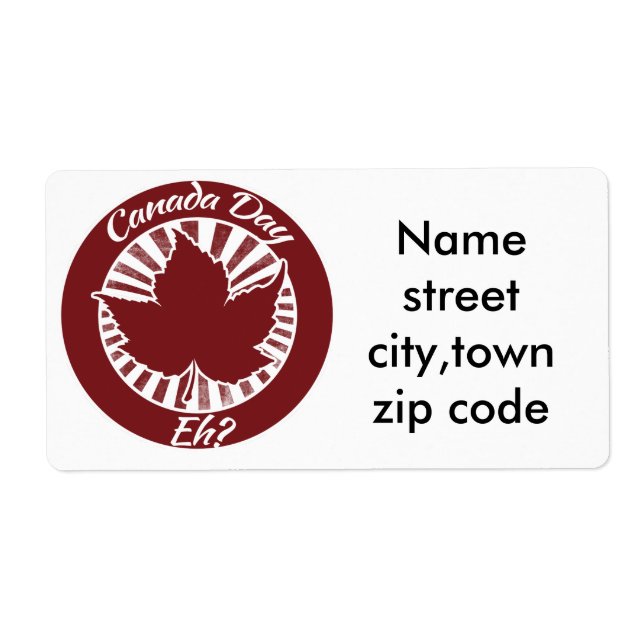 Canada day eh label (Front)
