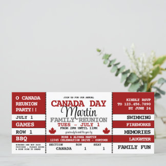 Canada Day Family Reunion Celebration Ticket Invitation