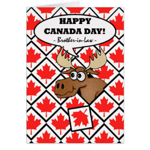 Canada Day for Brother in Law, Moose, Maple Leaf Cards