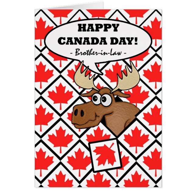 Canada Day for Brother in Law, Moose, Maple Leaf Cards (Front)