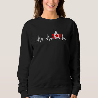 Canada Day Heartbeat Maple Leaf Canada Flag Canada Sweatshirt