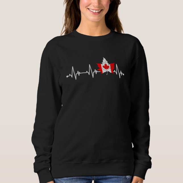Canada Day Heartbeat Maple Leaf Canada Flag Canada Sweatshirt (Front)