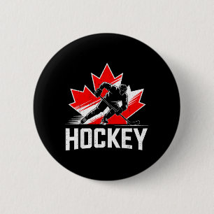 Canada Day Hockey Patriotic Maple Leaf Canadian Button