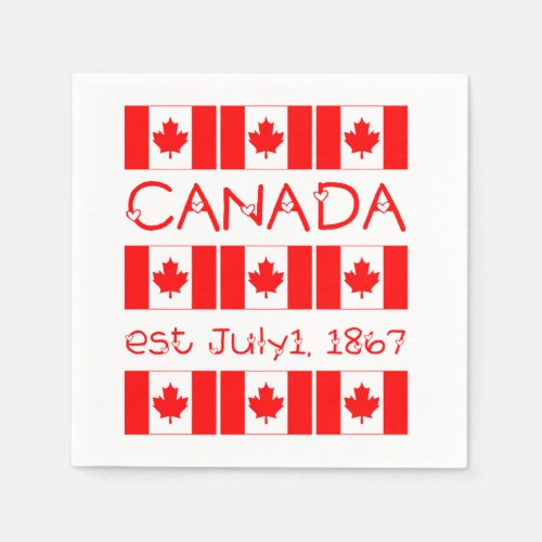 Canada Day July 1 1867 Maple Leaf Canadian Flag Napkins