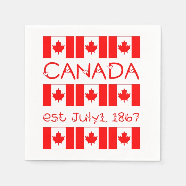Canada Day July 1, 1867 Maple Leaf Canadian Flag Napkins (Front)