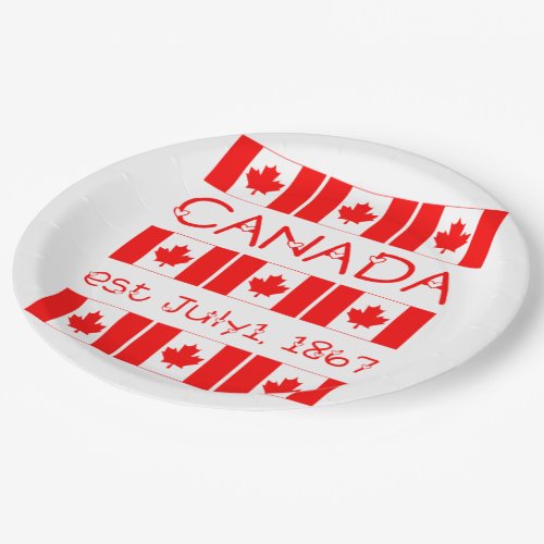 Canada Day July 1 1867 Maple Leaf Canadian Flag Paper Plates