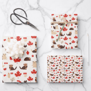 Canada Day July 1 Independence Pattern 1 Wrapping Paper Sheets
