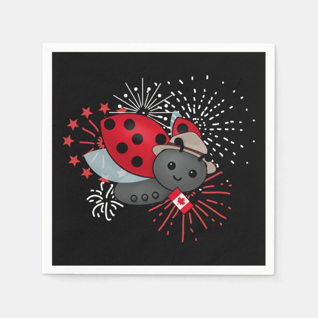 Canada Day Ladybug T-Shirt Napkins (Front)