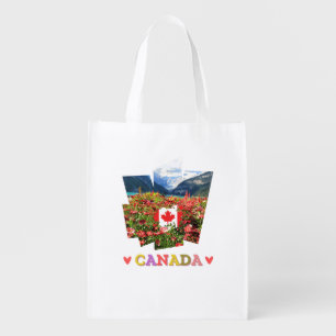 Canada Day Lake Louise Rocky Mountains Flowers Grocery Bag