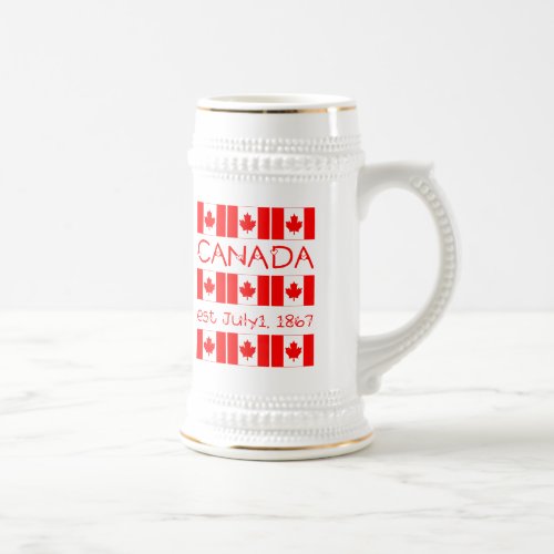 Canada Day Maple Leaf Canadian Flag Pattern Beer Stein