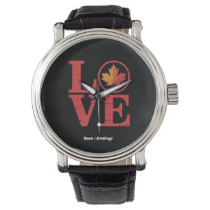 Canada Day Maple Leaf Love Flag Vintage Cool Pride Watch