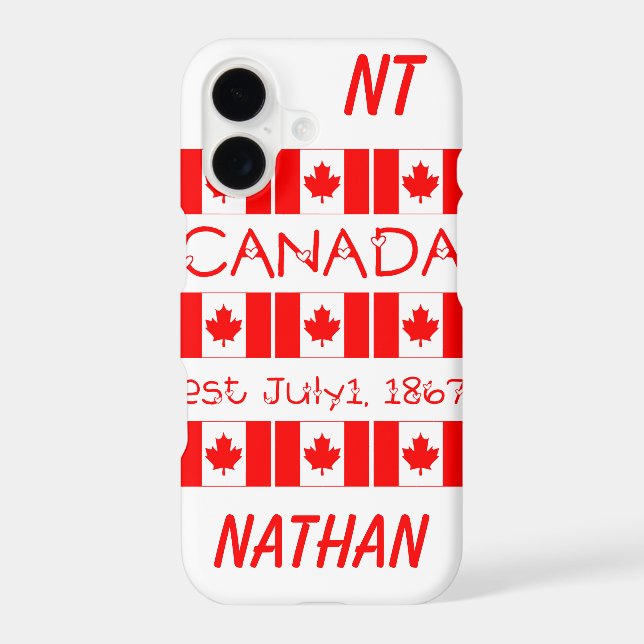 Canada Day Maple Leaf Monogram Name Initials Iphone Case (Back)