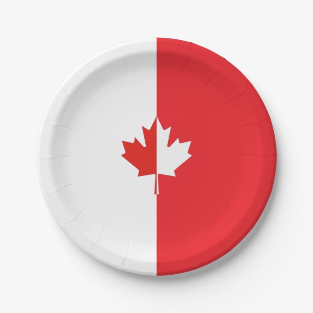 Canada Day Maple Leaf Red & White Paper Plates (Front)