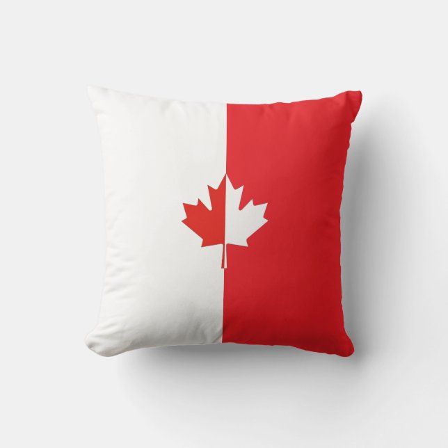 Canada Day – Maple Leaf Red & White Throw Pillow (Front)