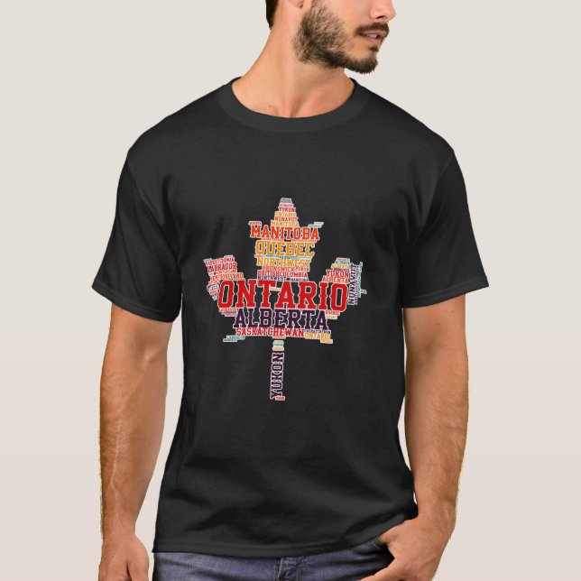 Canada Day Maple Leaf Shape Canadian Provinces T-Shirt (Front)
