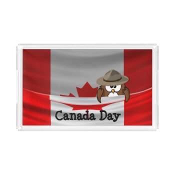 Canada  Day Owl Acrylic Tray by just_owls at Zazzle