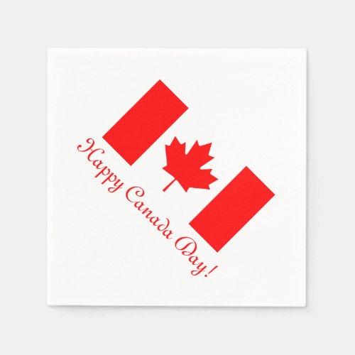 Canada Day paper napkins with Canadian flag